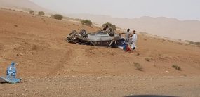 انقلاب سيارة خفيفة ضواحي تغجيجت