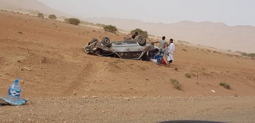 انقلاب سيارة خفيفة ضواحي تغجيجت