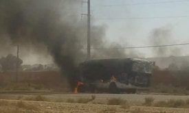 كلميم :احتراق حافلة للنقل العمومي بتغمرت