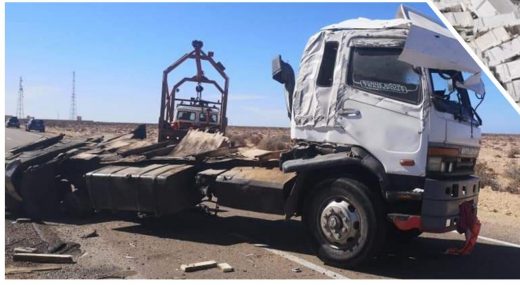 شاحنة محملة بالسردين تنقلب شمال بوجدور .